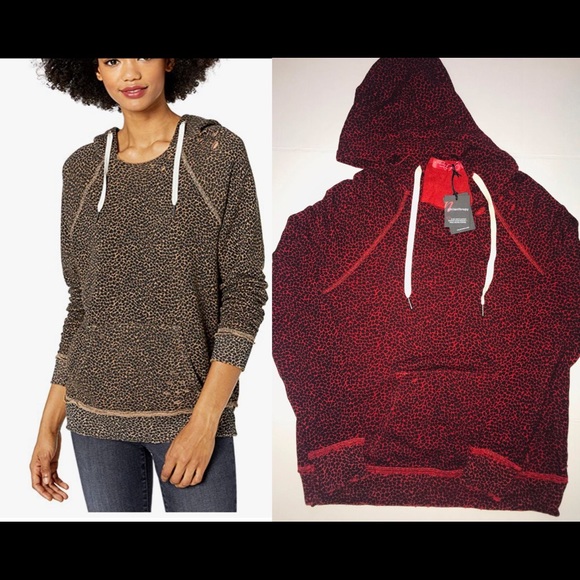 NWT n:Philanthropy Distressed Cheetah Print Hoodie - Picture 2 of 8